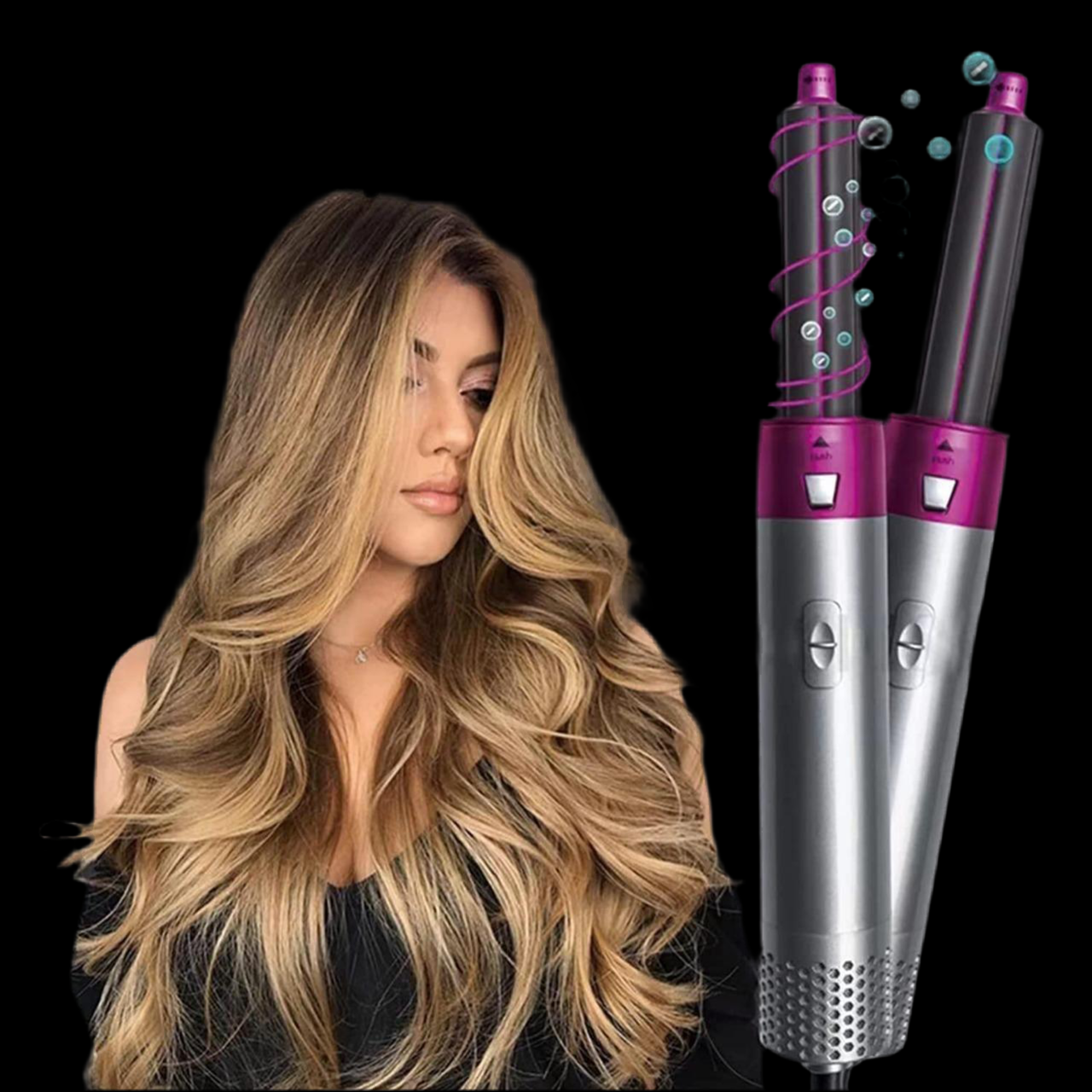 5 in 1 Multifunctional Hair Dryer Styling Tool, Detachable 5-in-1 Multi-Head Hot Air Comb, The Negative Ion Automatic Suction Hair Curler