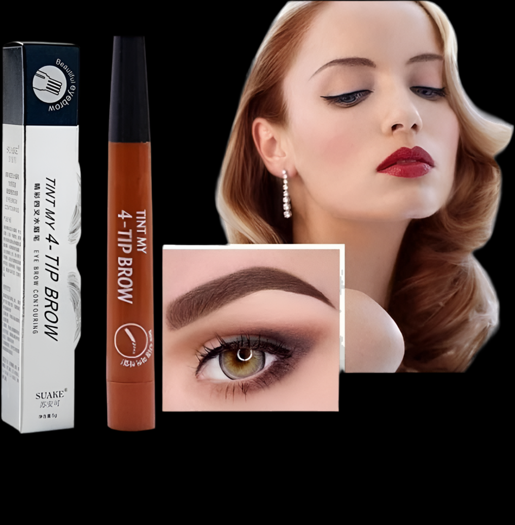 Waterproof 4 Points Microblading Eyebrow Pen with a Micro-Fork Tip Applicator