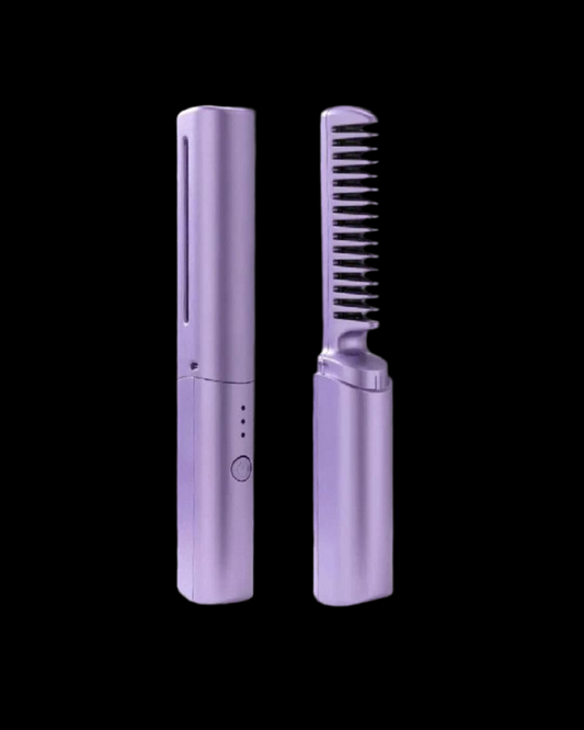 Meneflix Portable Mini Hair Straightener Cordless Rechargeable Mini Adjustable Hair Straightener Hot Comb