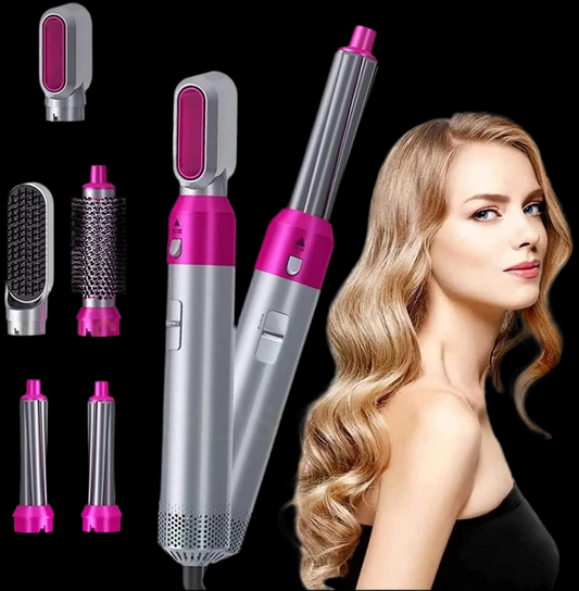 5 in 1 Multifunctional Hair Dryer Styling Tool, Detachable 5-in-1 Multi-Head Hot Air Comb, The Negative Ion Automatic Suction Hair Curler